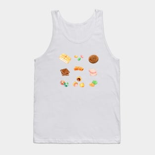 Taiwan Traditional Food - Nostalgic Snacks 台灣懷舊零食 - Apple Bread, Caramel Candy, Cream Puffs Tank Top